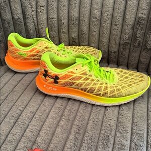 Under Armour Flow Velocity Wind Quirky Lime Blaze Orange Athletic Shoes size 12